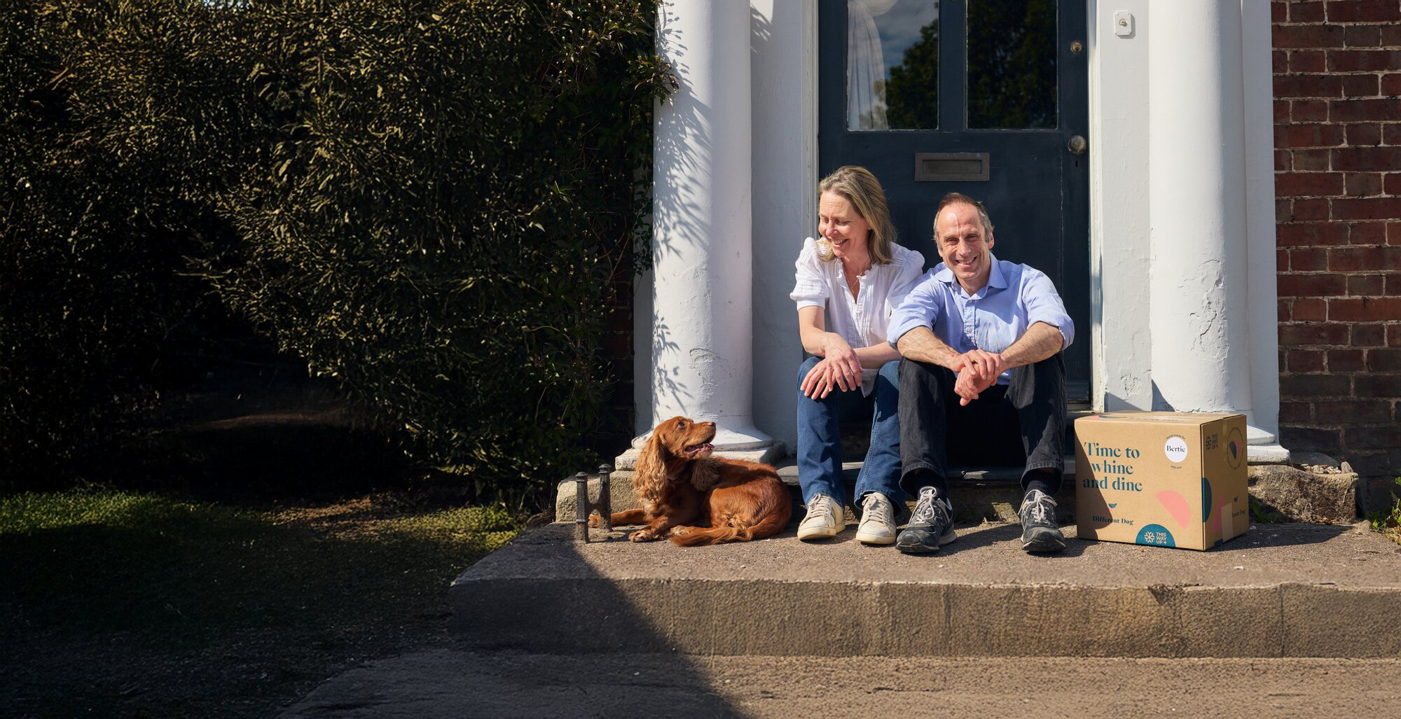 Charlie, Alex and Crumble on doorstep